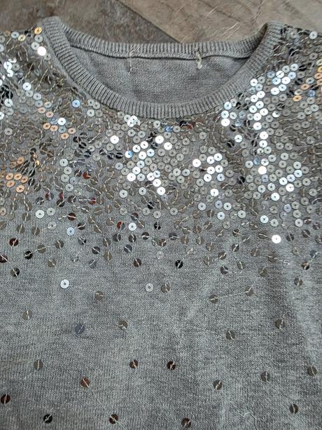 Sivé šaty s kamienkami 116/122, 116