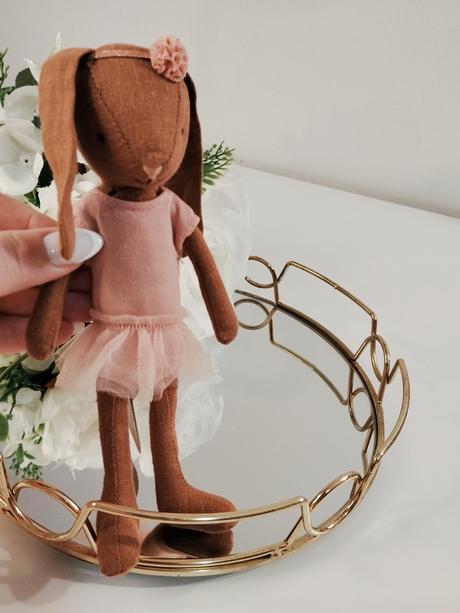 Maileg králik chocolate brown ballet rose size 2,
