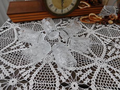 Brúsené sklo poldecáky 6 kusov, 