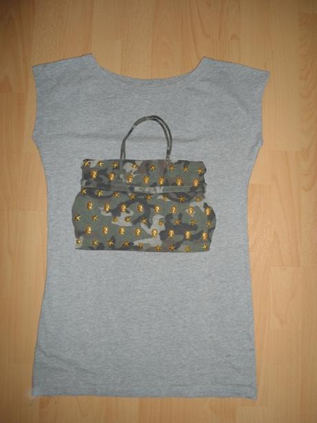 Sive tricko s maskacovou kabelkou, s