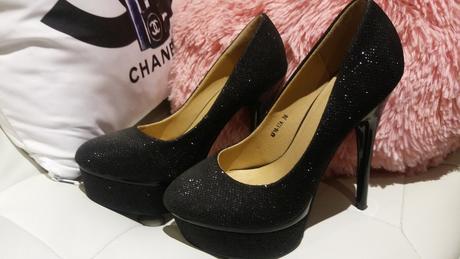 Čierne trblietavé lodičky, 36