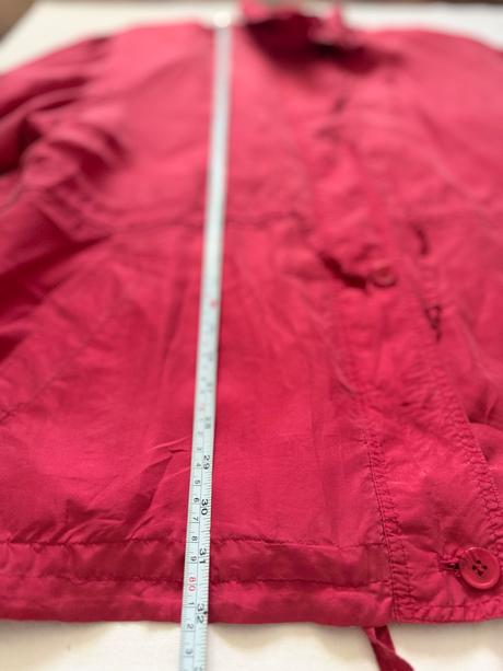 Hodvábna bunda parka vintage, malinovo červená,,