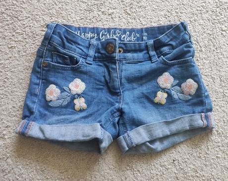Denim sortky s vysivkou, c&a,98