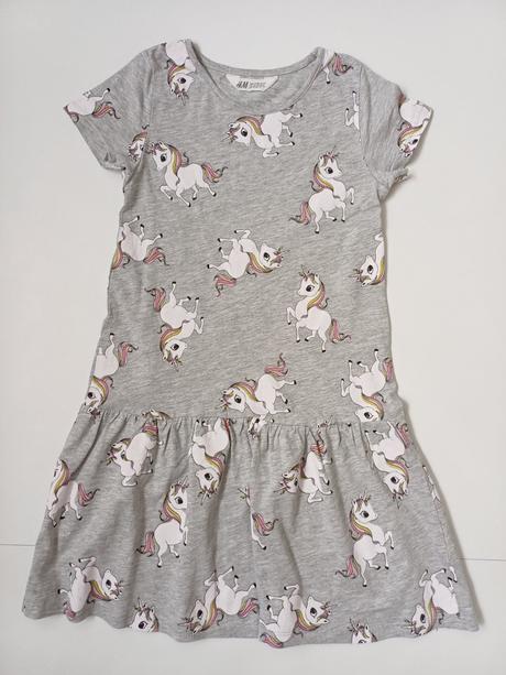 Šaty jednorožce - krátky rukáv, h&m,122