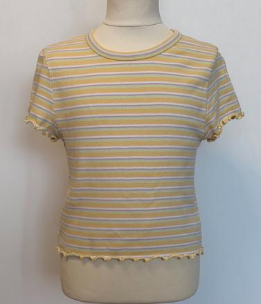 H&m pásikavé žobrované tričko/crop top, h&m,158