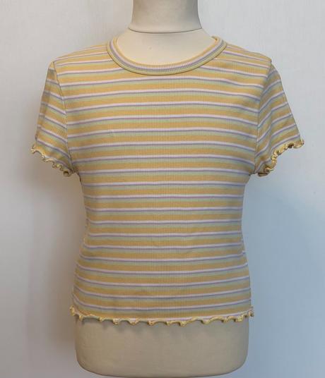 H&m pásikavé žobrované tričko/crop top, h&m,158