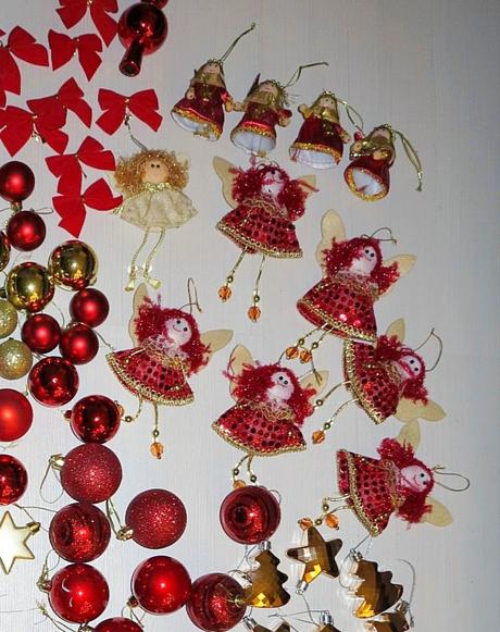 Mega sada vianočné ozdoby - červeno-zlaté - spolu,