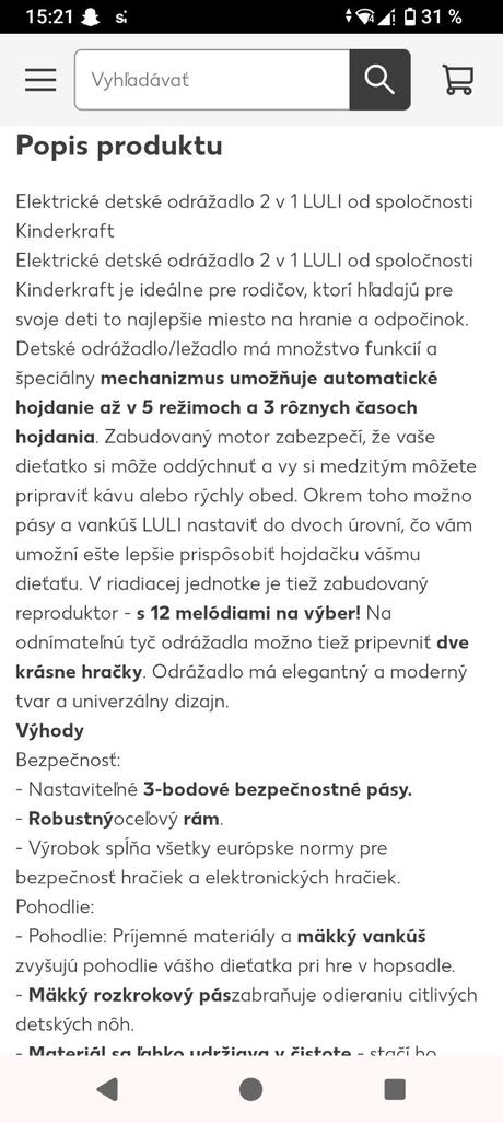 Hojdacie kreslo kinderkraft,