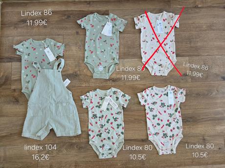 Lindex 86 a 80 jahody body zelene a kremove, lindex,86