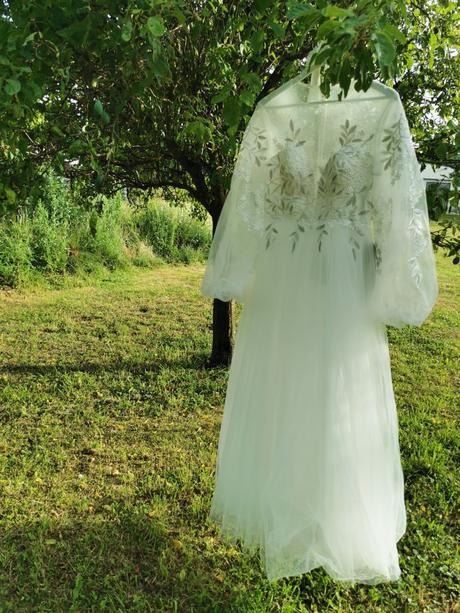 Svadobne saty - boho, puff rukavy, m