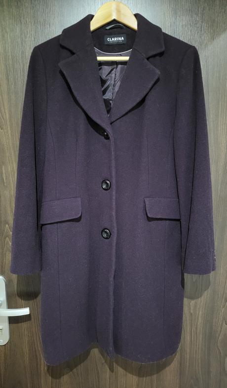 Fialový vlnený kabát, m