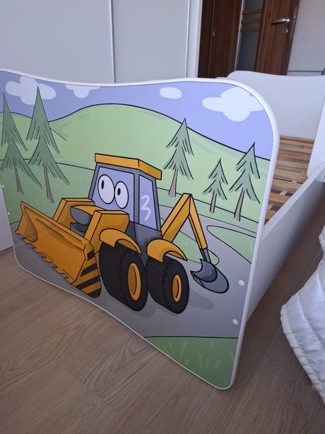 Detska postel - bager, šírka (cm): 80,dĺžka (cm): 160