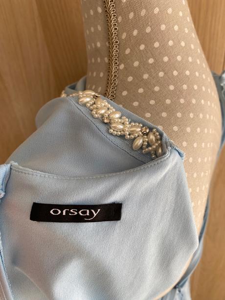 Belasé šaty s volánmi a perličkami, orsay,34 / 164 / 170 / s / xs
