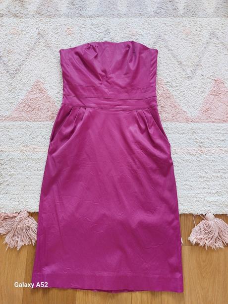 Fialkové šaty bez ramienok mango, mango,36