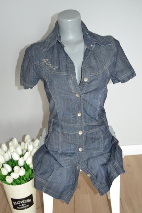 Rifľové mini šaty na gombíky, veľkosť m, m