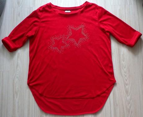 Červené zamatové tričko s hviezdami, v. 2xl, xxl