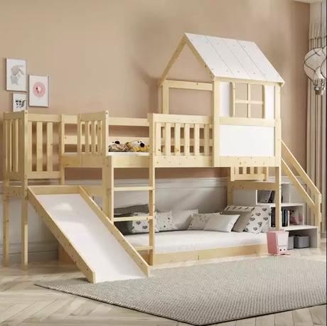 Posteľ antresola so šmýkačkou aj schodíkmi, šírka (cm): 90,dĺžka (cm): 200