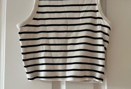 Nový čiernobiely bavlnený crop top, c&a, s/36, c&a,m