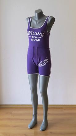 Letný fialový overal s nápisom miami shein, s