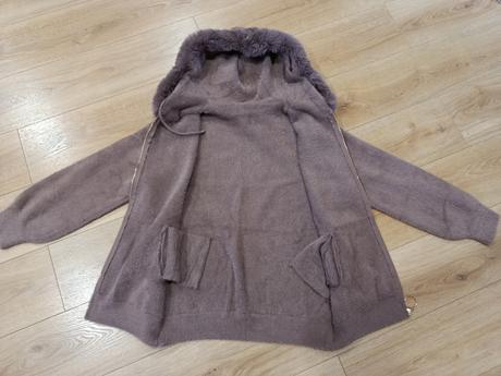 Alpaka bundička na zips s kožušinkou, staroružová, 