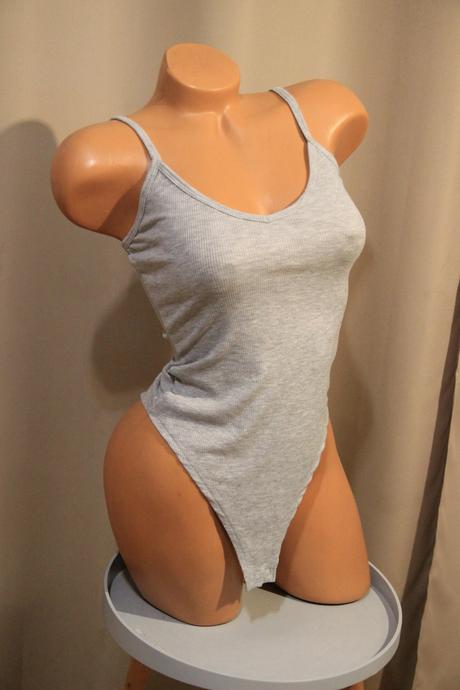 Šedý body top, xs, xs