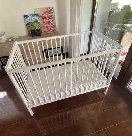 Biela detska postielka s matracom, šírka (cm): 60,dĺžka (cm): 120