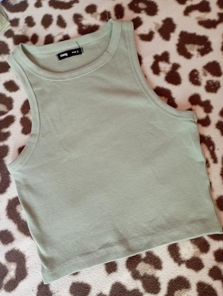 Zelený crop top, sinsay,l