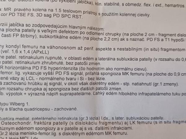 Potrebujem vysvetlenie MRI výsledkov zranenia