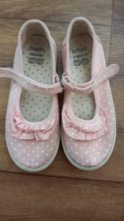Látkové tenisky/papuče vel.30 s bodkami,volány, 30