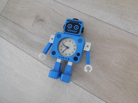 Kovové hodiny robot modrý do detskej izby,, 