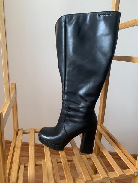 Vysoké kožené čižmy eva minge na platforme, 36