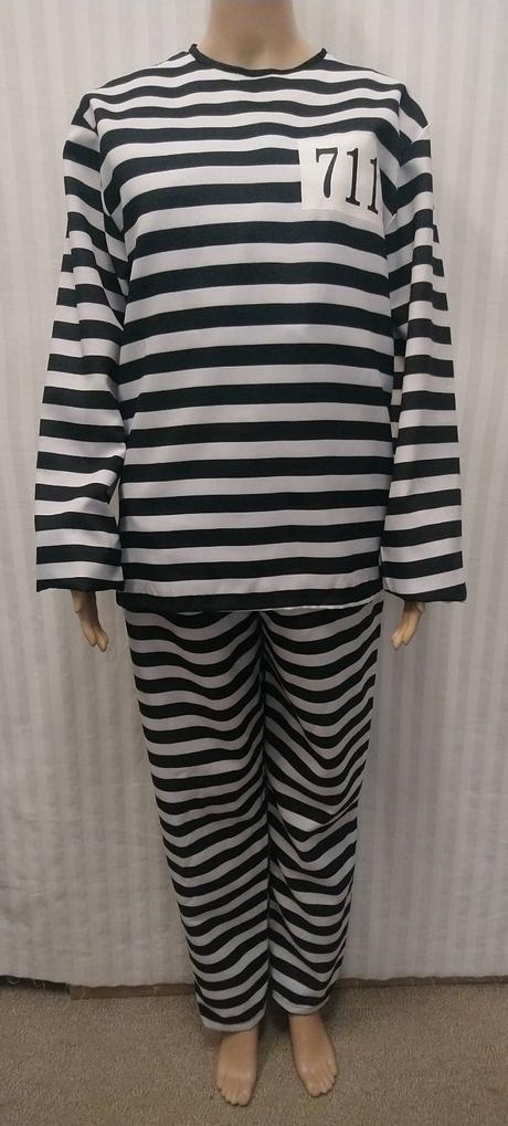 2 dielny kostým väzeň, čiernobiely, s,