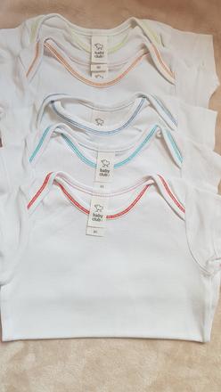 C&a biele body 5 ks s krátkym rukávom 9-12m, c&a,80