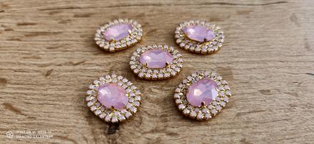 Ozdoba štrasová 24 x 28 mm - opalitová ružová - zl, 