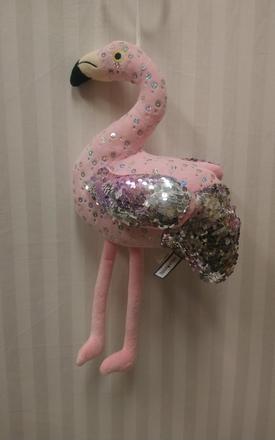 Plyšový plameniak s flitry, zvukom, aqua mare 36cm,