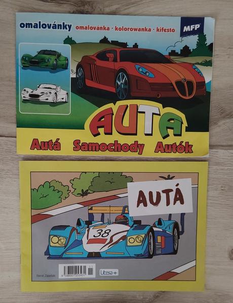 2x omaľovánka autá, 