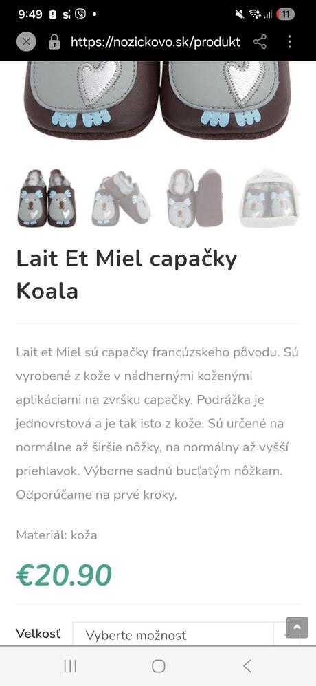 Lait et miel kožené capačky koala 23 vd 14cm, 23