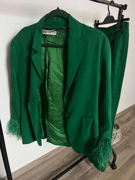 Zara pierkové sako a nohavice, zara,l