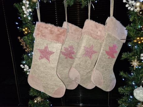Ružové mikulášske vianočné čižmy / ponožky 4ks, 