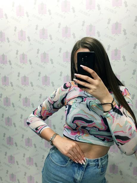 Priesvitný crop top s, s
