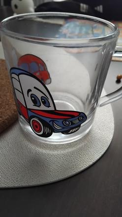 Sklenený pohár auto do škôlky 290ml,