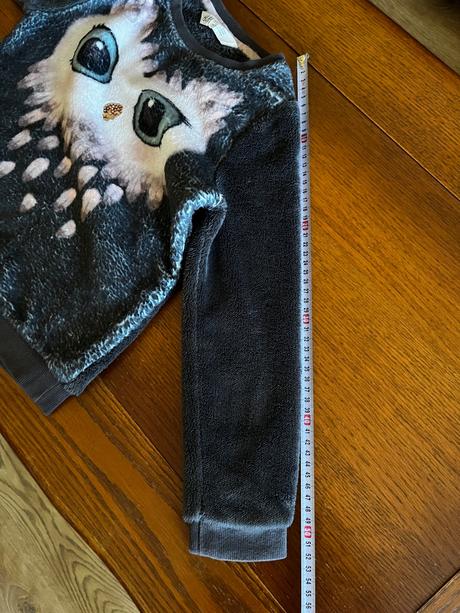 Teplá chlpatá mikina so sovičkou 122/128, h&m,122