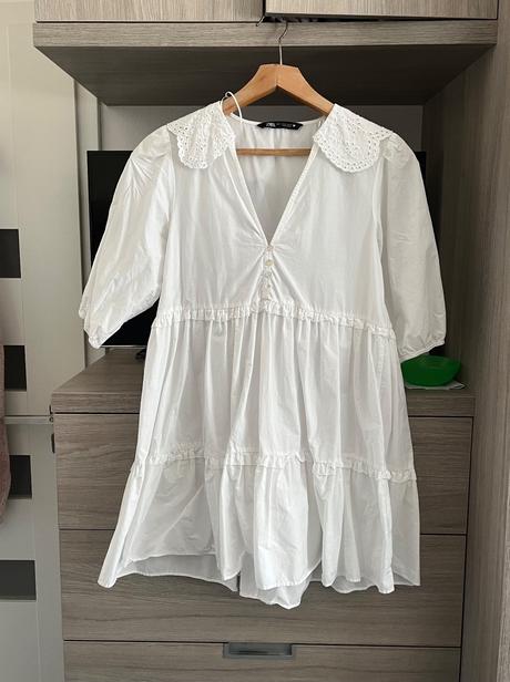 Biele šaty s madeira golierom, zara,s