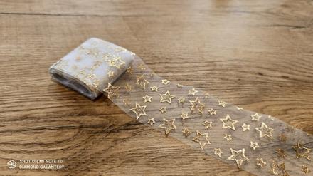 Tylová stuha 60 mm - hviezdy - čierne biele,