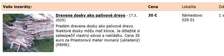 Predám drevo - nutné odviezť, 