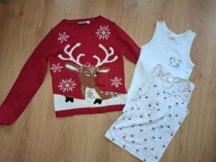 Vianočný sveter a 2x tielko 134, yigga,134