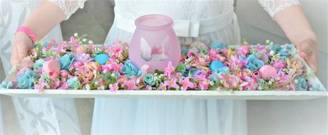 Veľký aranžmán na drevenej tácke-60cm,