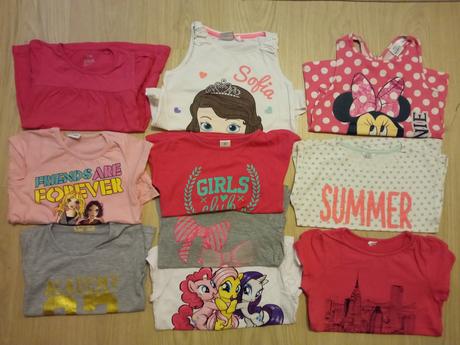 Pekné dievčenské tričká 10 ks v. 116, 116