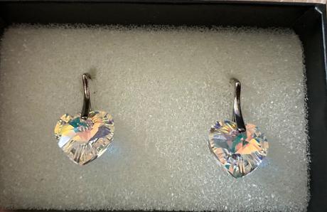 Náušnice srdiečka swarovski striebro, swarovski