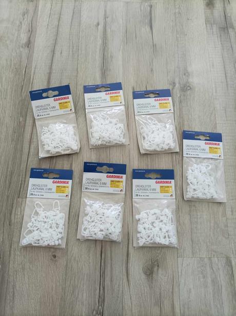 Háčiky na záclonu gardinia, otočný jazdec 6 mm,